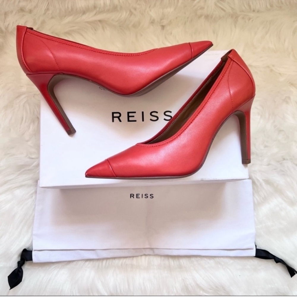 NEW! REISS London “Lowri” Red Leather Court Pumps Heels - Picture 7 of 16